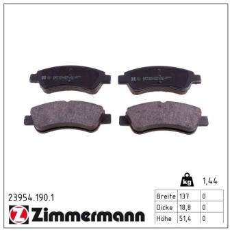 Jeu de 4 plaquettes de frein avant ZIMMERMANN OEM 1611293980