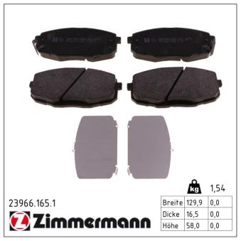 Jeu de 4 plaquettes de frein avant ZIMMERMANN 23966.165.1 pour MAZDA 2 2.0 - 143cv