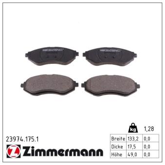 Jeu de 4 plaquettes de frein avant ZIMMERMANN OEM 96534653