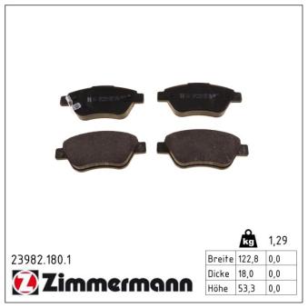 Jeu de 4 plaquettes de frein avant ZIMMERMANN OEM 1605184