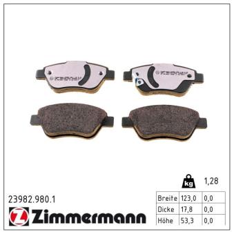 Jeu de 4 plaquettes de frein avant ZIMMERMANN OEM 1605184