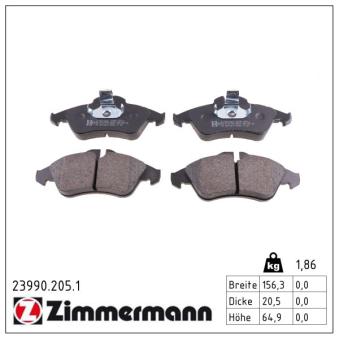 Jeu de 4 plaquettes de frein avant ZIMMERMANN OEM 9014210610