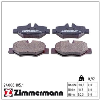 Jeu de 4 plaquettes de frein arrière ZIMMERMANN OEM 0064204420