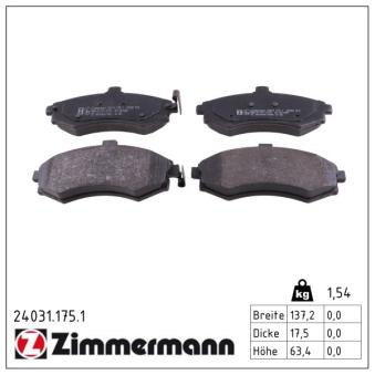 Jeu de 4 plaquettes de frein avant ZIMMERMANN OEM 581012DA60