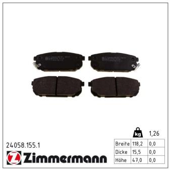 Jeu de 4 plaquettes de frein arrière ZIMMERMANN OEM 583023EE00