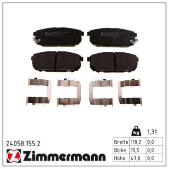Jeu de 4 plaquettes de frein arrière ZIMMERMANN OEM 583023EE00