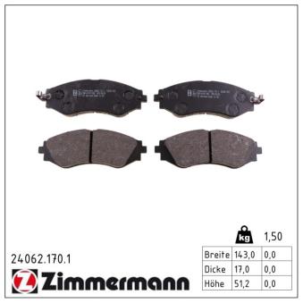 Jeu de 4 plaquettes de frein avant ZIMMERMANN OEM 96245178