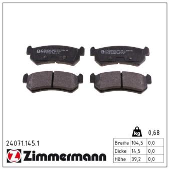 Jeu de 4 plaquettes de frein arrière ZIMMERMANN OEM 96405131
