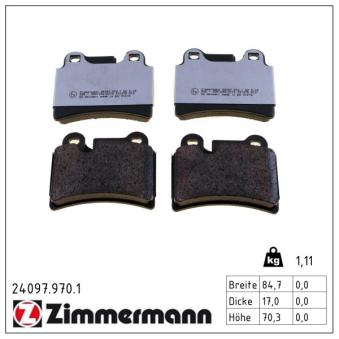 Jeu de 4 plaquettes de frein arrière ZIMMERMANN OEM 7L6698451B