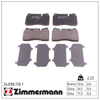 Jeu de 4 plaquettes de frein avant ZIMMERMANN 24098.170.1 pour INFINITI FX 2.0 TDI - 110cv