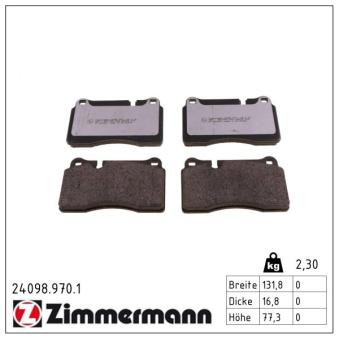 Jeu de 4 plaquettes de frein avant ZIMMERMANN 24098.970.1 pour INFINITI FX 2.0 TDI - 110cv