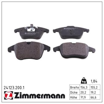 Jeu de 4 plaquettes de frein avant ZIMMERMANN OEM 30793540