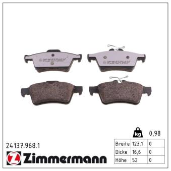 Jeu de 4 plaquettes de frein arrière ZIMMERMANN OEM 3M512M008AC Jeu de 4 plaquettes de frein arrière ZIMMERMANN OEM 3M512M008AC