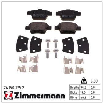 Jeu de 4 plaquettes de frein arrière ZIMMERMANN OEM 425401