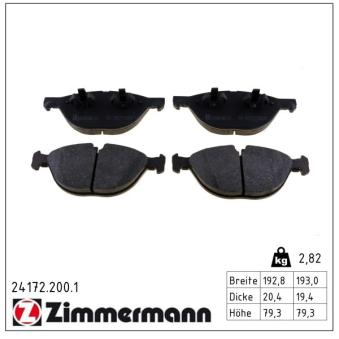 Jeu de 4 plaquettes de frein avant ZIMMERMANN OEM 34116791514
