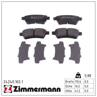 Jeu de 4 plaquettes de frein arrière ZIMMERMANN OEM 44060EB325