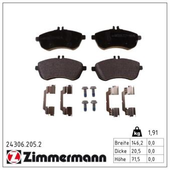 Jeu de 4 plaquettes de frein avant ZIMMERMANN OEM 0064207120