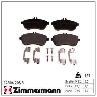 Jeu de 4 plaquettes de frein avant ZIMMERMANN OEM 0054200920