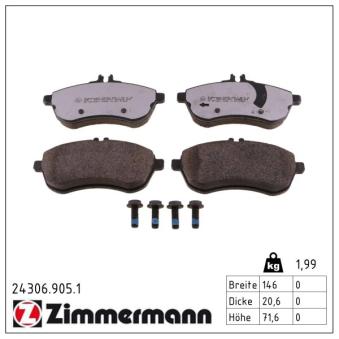 Jeu de 4 plaquettes de frein avant ZIMMERMANN OEM 0064207120