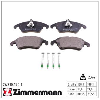 Jeu de 4 plaquettes de frein avant ZIMMERMANN OEM 0054201620