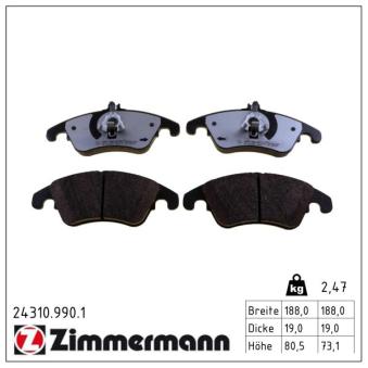 Jeu de 4 plaquettes de frein avant ZIMMERMANN OEM 0054201620