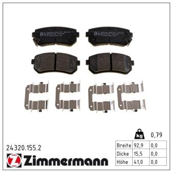 Jeu de 4 plaquettes de frein arrière ZIMMERMANN OEM 583020ZA00