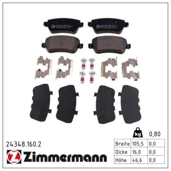 Jeu de 4 plaquettes de frein arrière ZIMMERMANN OEM 77364168 Jeu de 4 plaquettes de frein arrière ZIMMERMANN OEM 77364168