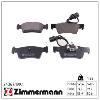 Jeu de 4 plaquettes de frein arrière ZIMMERMANN OEM 7L6698451 Jeu de 4 plaquettes de frein arrière ZIMMERMANN OEM 7L6698451