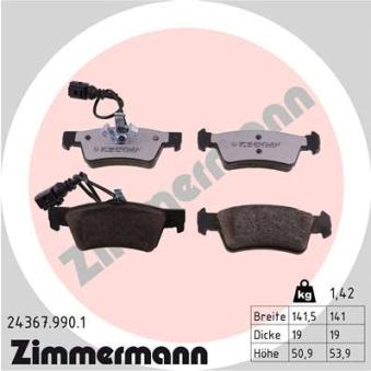 Jeu de 4 plaquettes de frein arrière ZIMMERMANN OEM 7L6698451 Jeu de 4 plaquettes de frein arrière ZIMMERMANN OEM 7L6698451