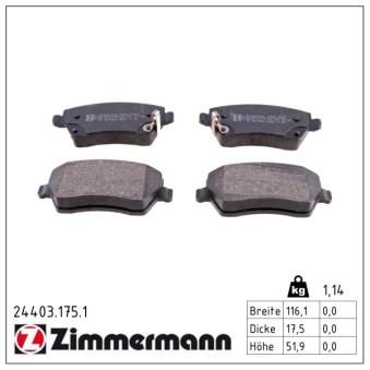 Jeu de 4 plaquettes de frein avant ZIMMERMANN OEM D10601HA0A