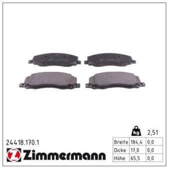 Jeu de 4 plaquettes de frein avant ZIMMERMANN OEM 13237752