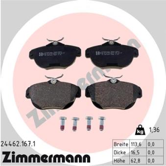 Jeu de 4 plaquettes de frein arrière ZIMMERMANN OEM 425329