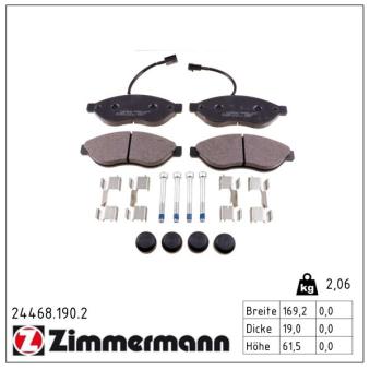 Jeu de 4 plaquettes de frein avant ZIMMERMANN OEM 77366017 Jeu de 4 plaquettes de frein avant ZIMMERMANN OEM 77366017