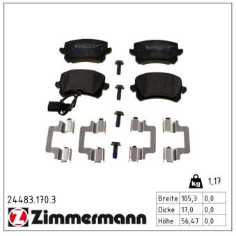 Jeu de 4 plaquettes de frein arrière ZIMMERMANN 24483.170.3 pour AUDI Q3 RS 2.5 quattro - 340cv