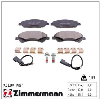 Jeu de 4 plaquettes de frein avant ZIMMERMANN OEM ME6C1J2K021BB