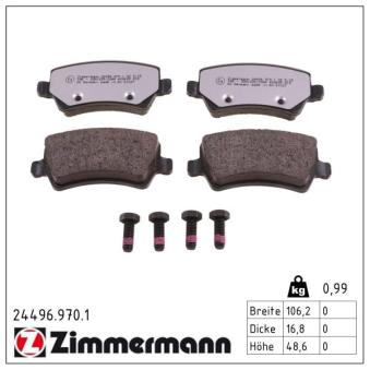 Jeu de 4 plaquettes de frein arrière ZIMMERMANN OEM LR043285