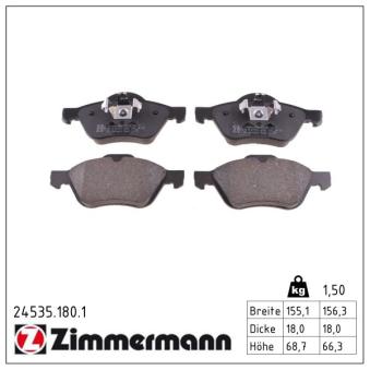 Jeu de 4 plaquettes de frein avant ZIMMERMANN OEM 8671016654