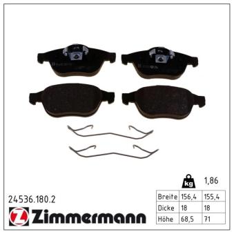 Jeu de 4 plaquettes de frein avant ZIMMERMANN OEM 7701209672