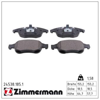 Jeu de 4 plaquettes de frein avant ZIMMERMANN OEM 1623816280