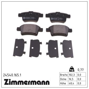 Jeu de 4 plaquettes de frein arrière ZIMMERMANN OEM 1611141080