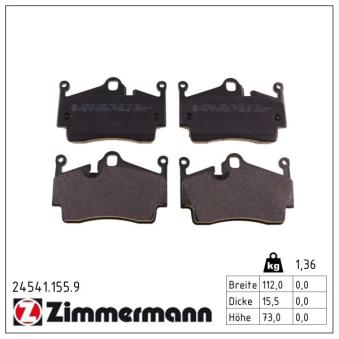 Jeu de 4 plaquettes de frein arrière ZIMMERMANN OEM 98735293901