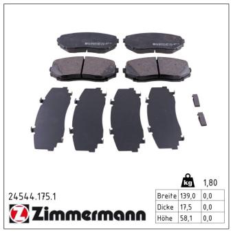 Jeu de 4 plaquettes de frein avant ZIMMERMANN OEM EHY43328Z