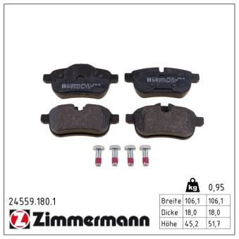 Jeu de 4 plaquettes de frein arrière ZIMMERMANN 24559.180.1 pour BMW Z4 sDrive 23i - 204cv