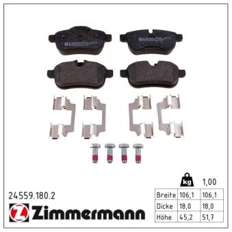 Jeu de 4 plaquettes de frein arrière ZIMMERMANN 24559.180.2 pour BMW Z4 sDrive 23i - 204cv