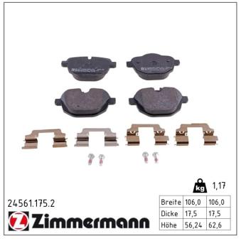 Jeu de 4 plaquettes de frein arrière ZIMMERMANN OEM 34216798193 Jeu de 4 plaquettes de frein arrière ZIMMERMANN OEM 34216798193