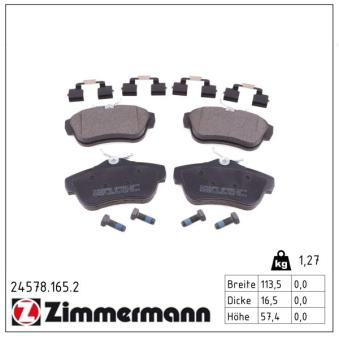 Jeu de 4 plaquettes de frein arrière ZIMMERMANN OEM 9467549087 Jeu de 4 plaquettes de frein arrière ZIMMERMANN OEM 9467549087