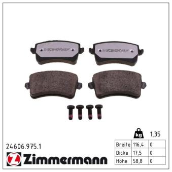 Jeu de 4 plaquettes de frein arrière ZIMMERMANN OEM 8K0698451A