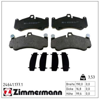 Jeu de 4 plaquettes de frein avant ZIMMERMANN OEM 99735194891 Jeu de 4 plaquettes de frein avant ZIMMERMANN OEM 99735194891