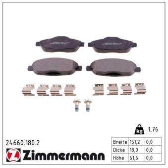 Jeu de 4 plaquettes de frein avant ZIMMERMANN OEM 425393