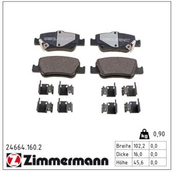 Jeu de 4 plaquettes de frein arrière ZIMMERMANN OEM 0446602191